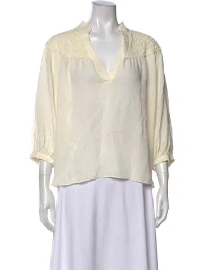 Pre-owned Frame Silk V-neck Blouse In White