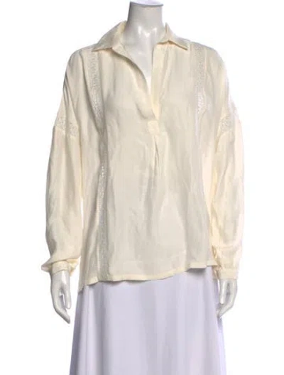 Pre-owned Frame Silk V-neck Blouse In White