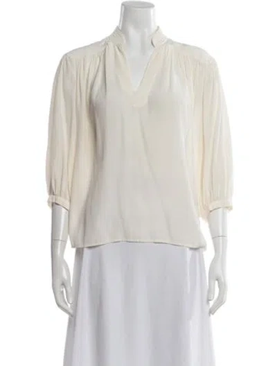 Pre-owned Frame Silk V-neck Blouse In White