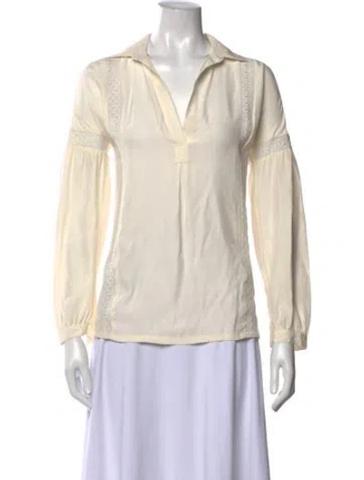 Pre-owned Frame Silk V-neck Blouse In White