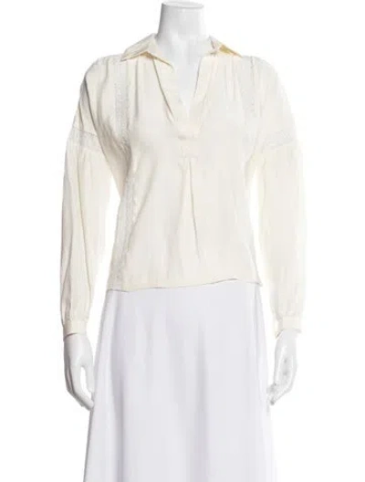 Pre-owned Frame Silk V-neck Blouse In White