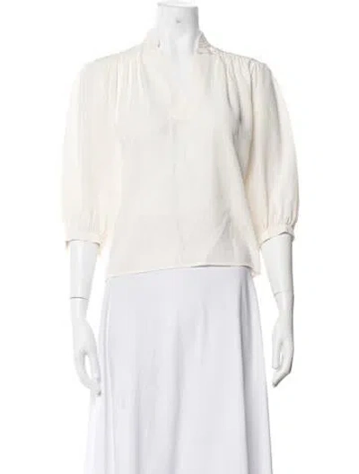 Pre-owned Frame Silk V-neck Blouse In White