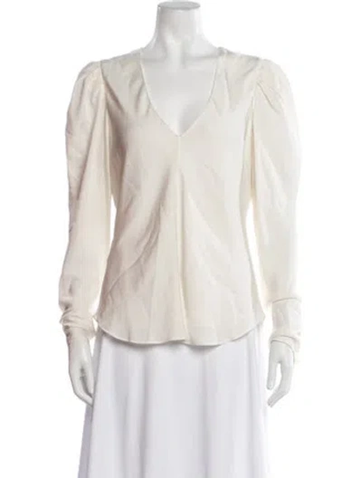 Pre-owned Frame Silk V-neck Blouse In White
