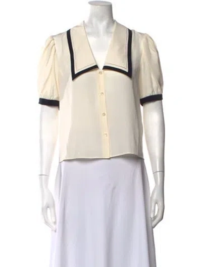Pre-owned Frame Silk V-neck Blouse In White