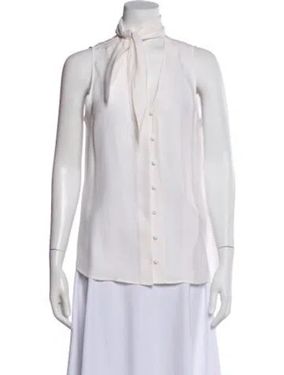 Pre-owned Frame Silk V-neck Button-up Top W/ Tags In White