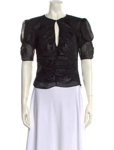 Pre-owned Frame Silk V-neck Crop Top In Black