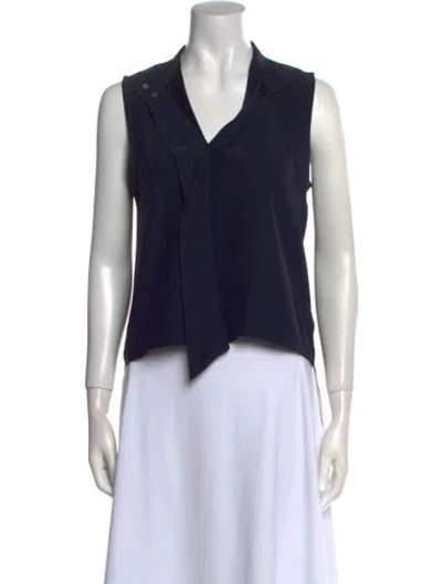 Pre-owned Frame Silk V-neck Crop Top In Blue