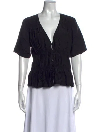 Pre-owned Frame Silk V-neck Sweater In Black