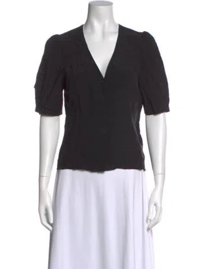 Pre-owned Frame Silk V-neck Top In Black