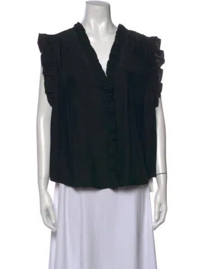 Pre-owned Frame Silk V-neck Top In Black