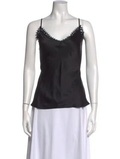 Pre-owned Frame Silk V-neck Top In Blue
