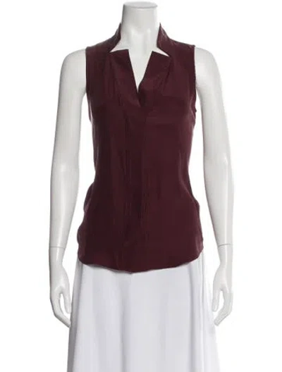 Pre-owned Frame Silk V-neck Top In Burgundy