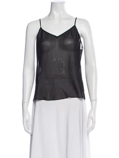 Pre-owned Frame Silk V-neck Top In Gray