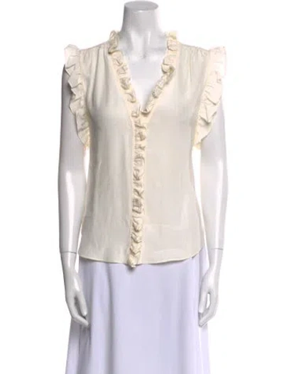Pre-owned Frame Silk V-neck Top In Neutral