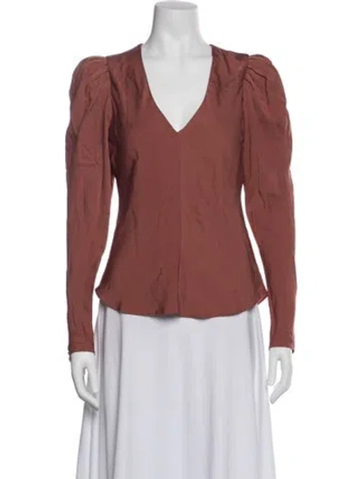 Pre-owned Frame Silk V-neck Top In Pink