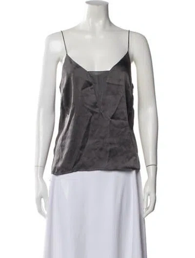 Pre-owned Frame Silk V-neck Top In White