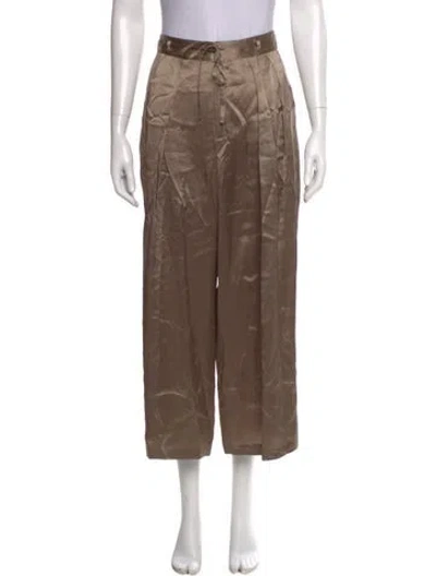 Pre-owned Frame Silk Wide Leg Pants In Brown