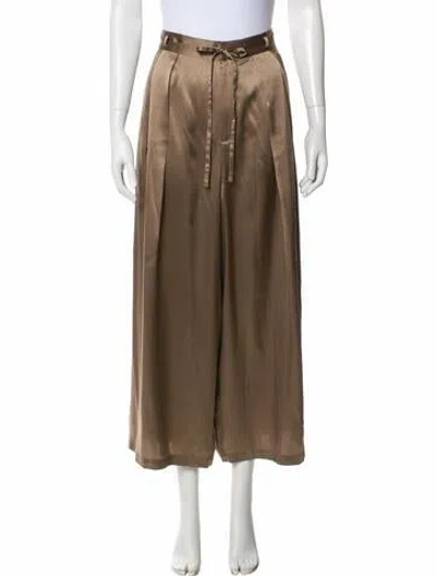 Pre-owned Frame Silk Wide Leg Pants In Brown