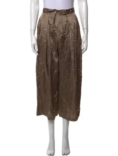 Pre-owned Frame Silk Wide Leg Pants In Brown