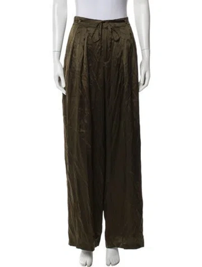 Pre-owned Frame Silk Wide Leg Pants In Green