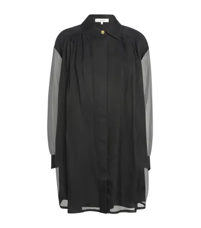 Frame Silk-cotton Organza Swing Mini Dress In Black