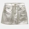 Frame Silver Coated Denim Mini Skirt In Silver