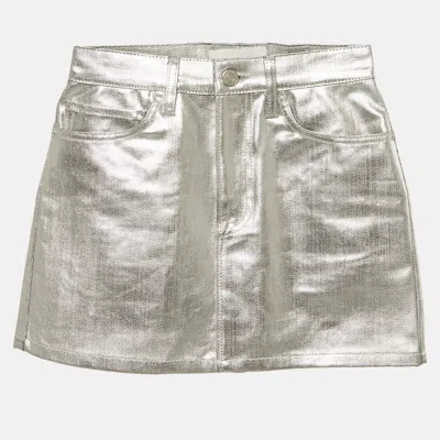 Frame Silver Coated Denim Mini Skirt