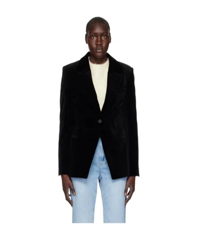 Frame Black Single-button Blazer In Noir