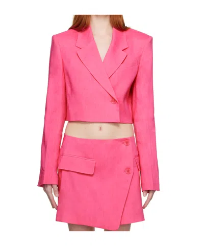 Frame Single Button Blazer In Pink