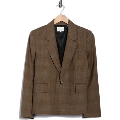Frame Single Button Virgin Wool Blazer In Brown