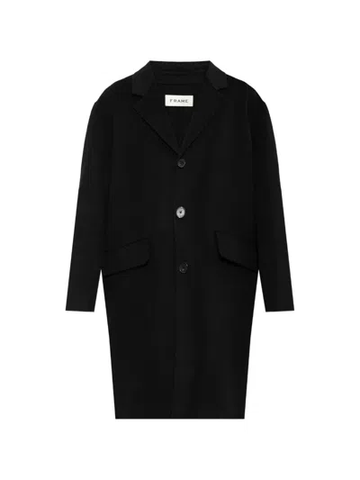 Frame Single-breasted Notch-lapel Coat In Black