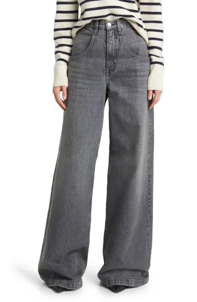 Frame Skater High Waist Wide Leg Jeans In Matrix In Gray