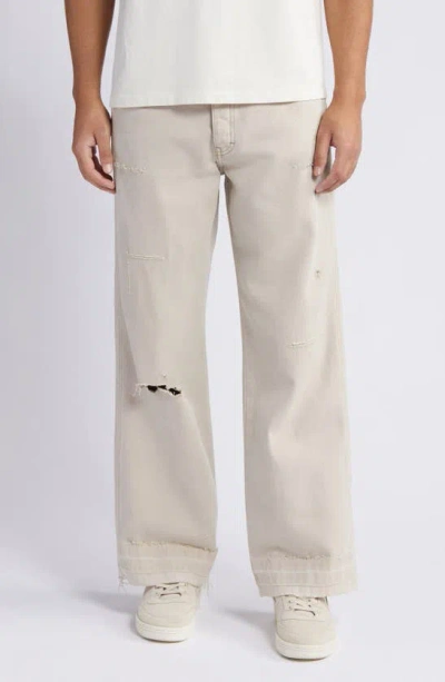 Frame Men's Canvas Released-hem Skater Jeans In Beach Sand Rips