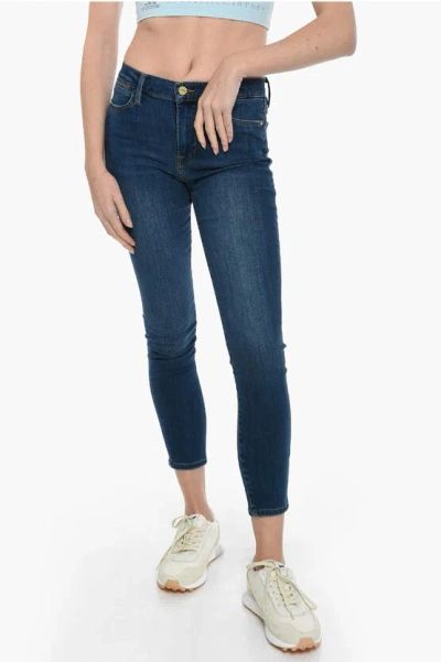 Frame Skinny Fit Jeans With Golden Button 13cm In Blue