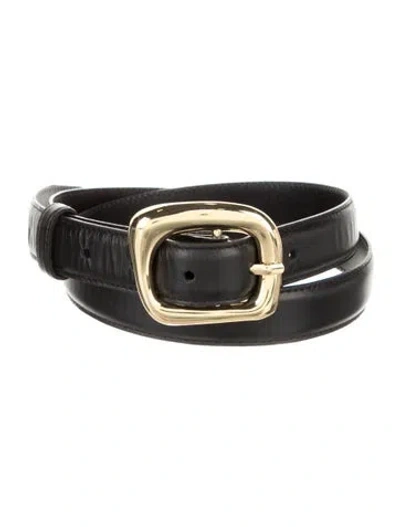 Pre-owned Frame Skinny Leather Belt In Black