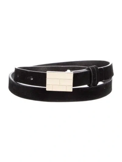 Pre-owned Frame Skinny Leather Belt In Black