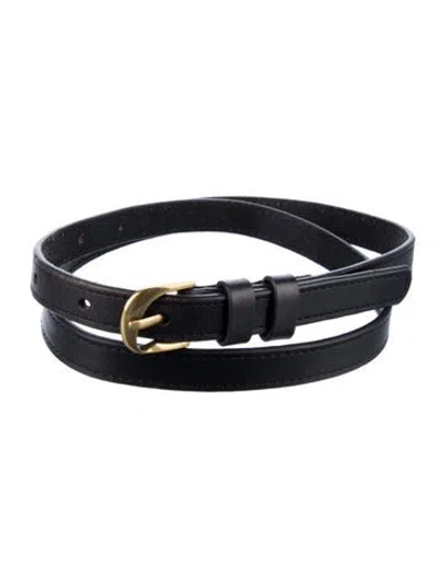 Pre-owned Frame Skinny Leather Belt In Black