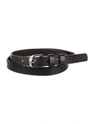 Pre-owned Frame Skinny Leather Belt In Black