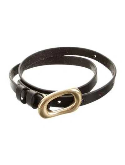 Pre-owned Frame Skinny Leather Belt In Brown