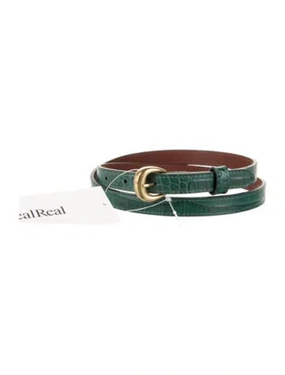 Pre-owned Frame Skinny Leather Belt In Green