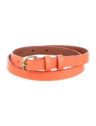 Pre-owned Frame Skinny Leather Belt In Orange