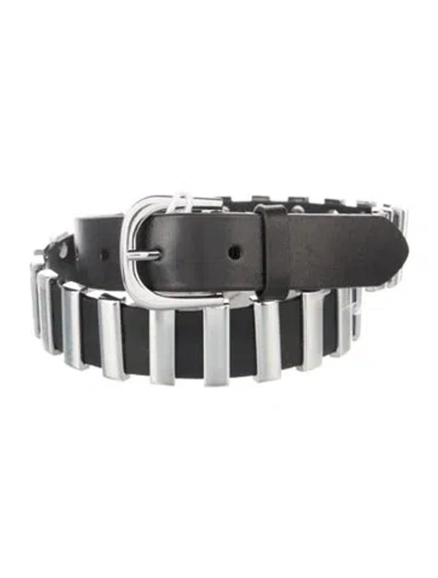 Pre-owned Frame Skinny Leather Waist Belt In Black