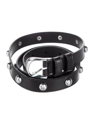 Pre-owned Frame Skinny Leather Waist Belt In Black
