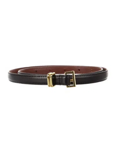 Pre-owned Frame Skinny Leather Waist Belt In Black