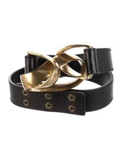 Pre-owned Frame Skinny Leather Waist Belt W/ Tags In Black