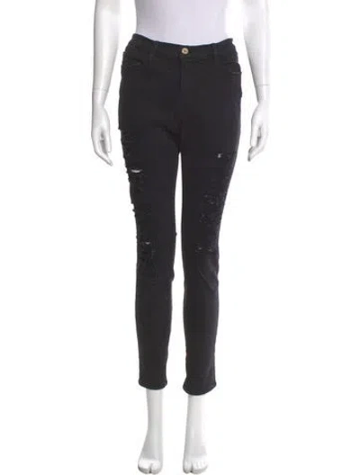 Pre-owned Frame Skinny Leg Pants In Black