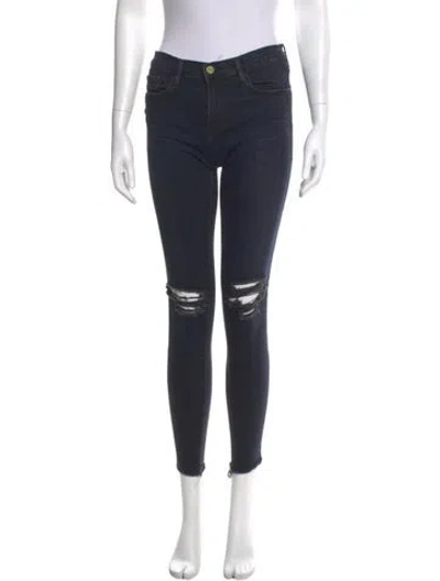 Pre-owned Frame Skinny Leg Pants In Blue