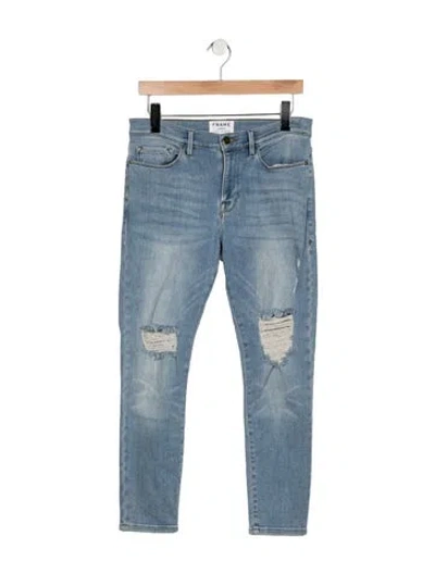 Pre-owned Frame Skinny Leg Pants In Blue