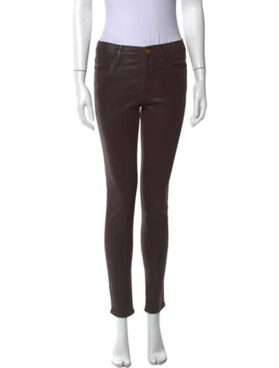 Pre-owned Frame Skinny Leg Pants In Brown