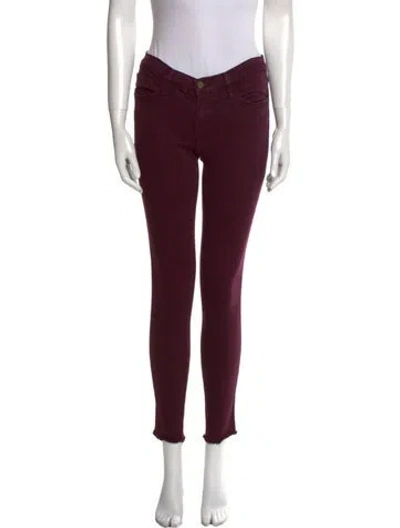Pre-owned Frame Skinny Leg Pants In Burgundy